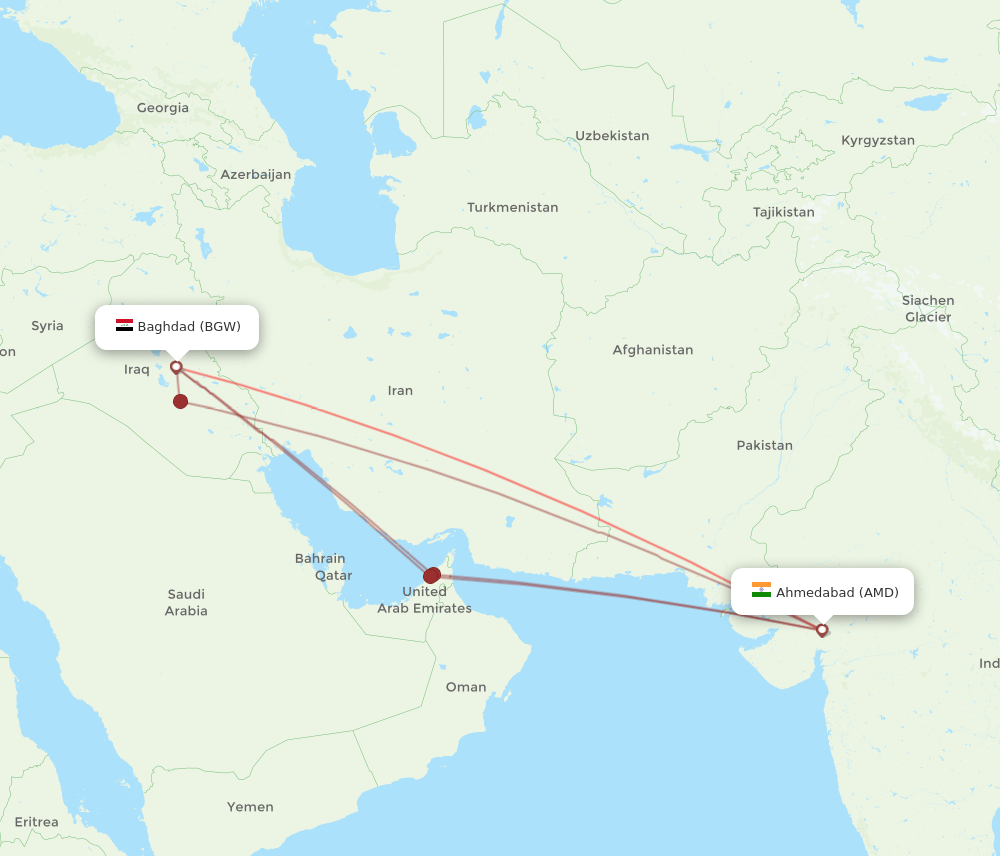 BGW-AMD flight routes