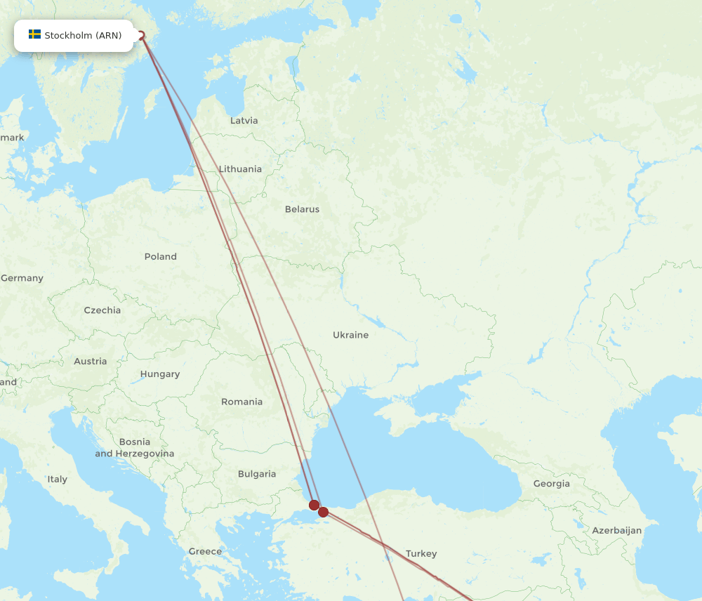 BGW to ARN flights and routes map