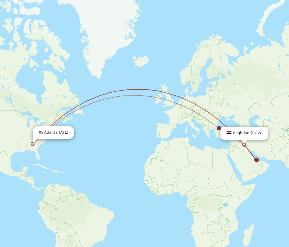 BGW-ATL flight routes
