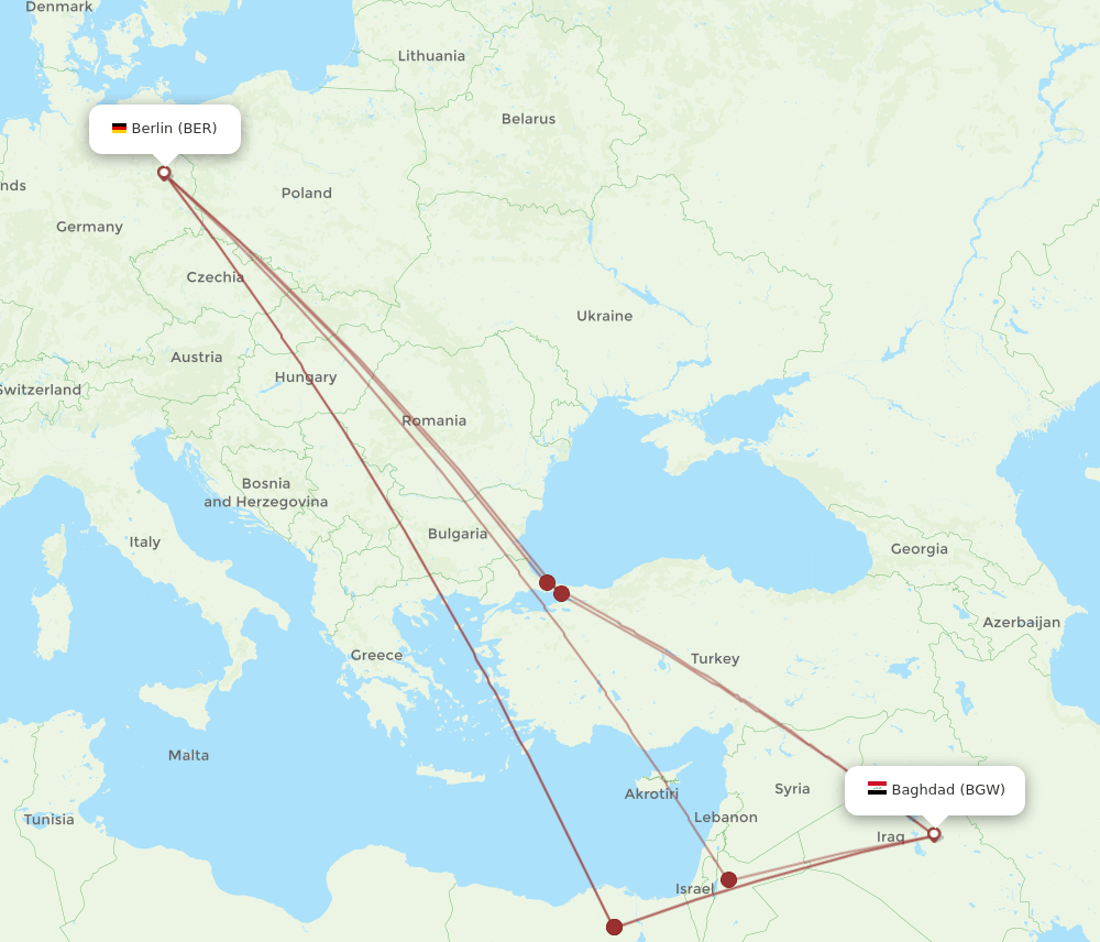 BGW-BER flight routes