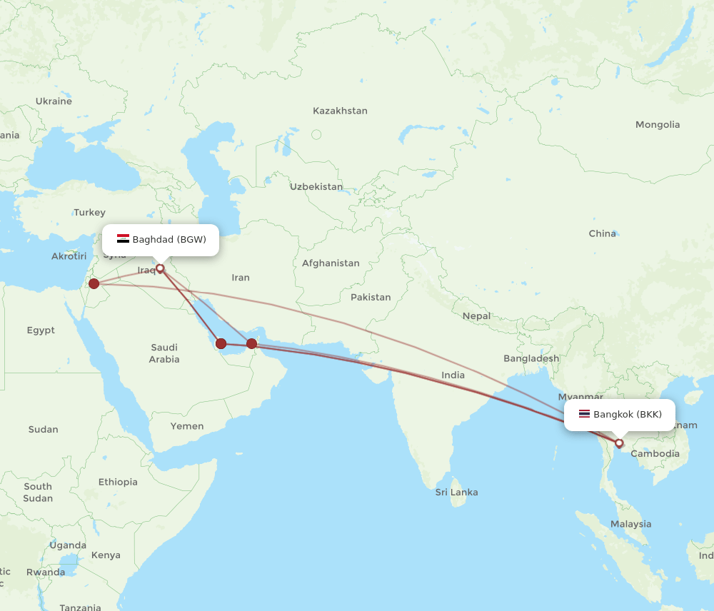BGW-BKK flight routes