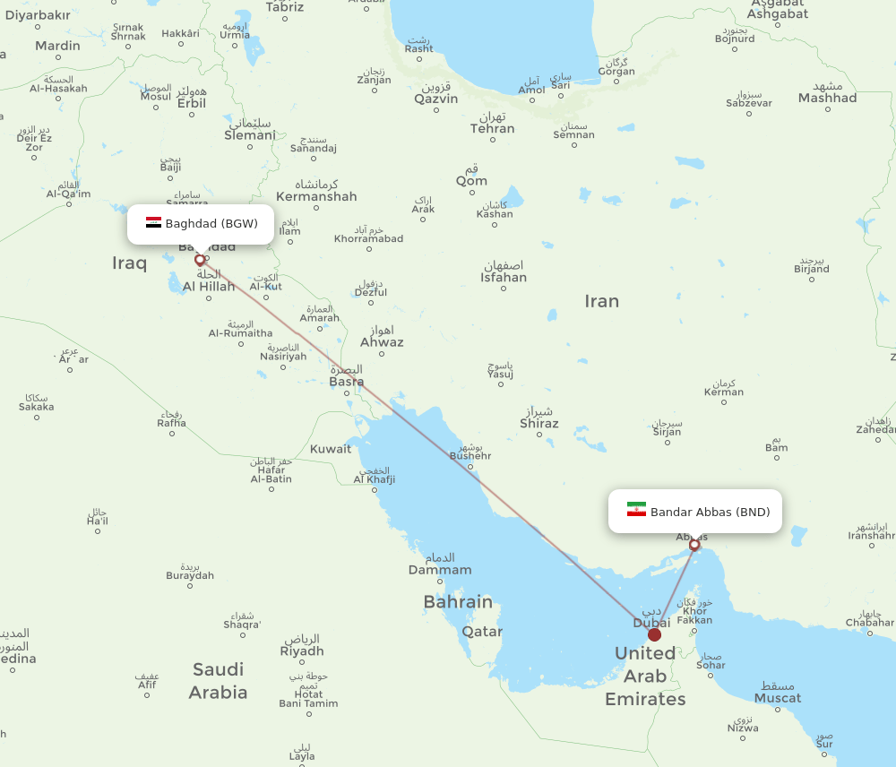 BGW-BND flight routes