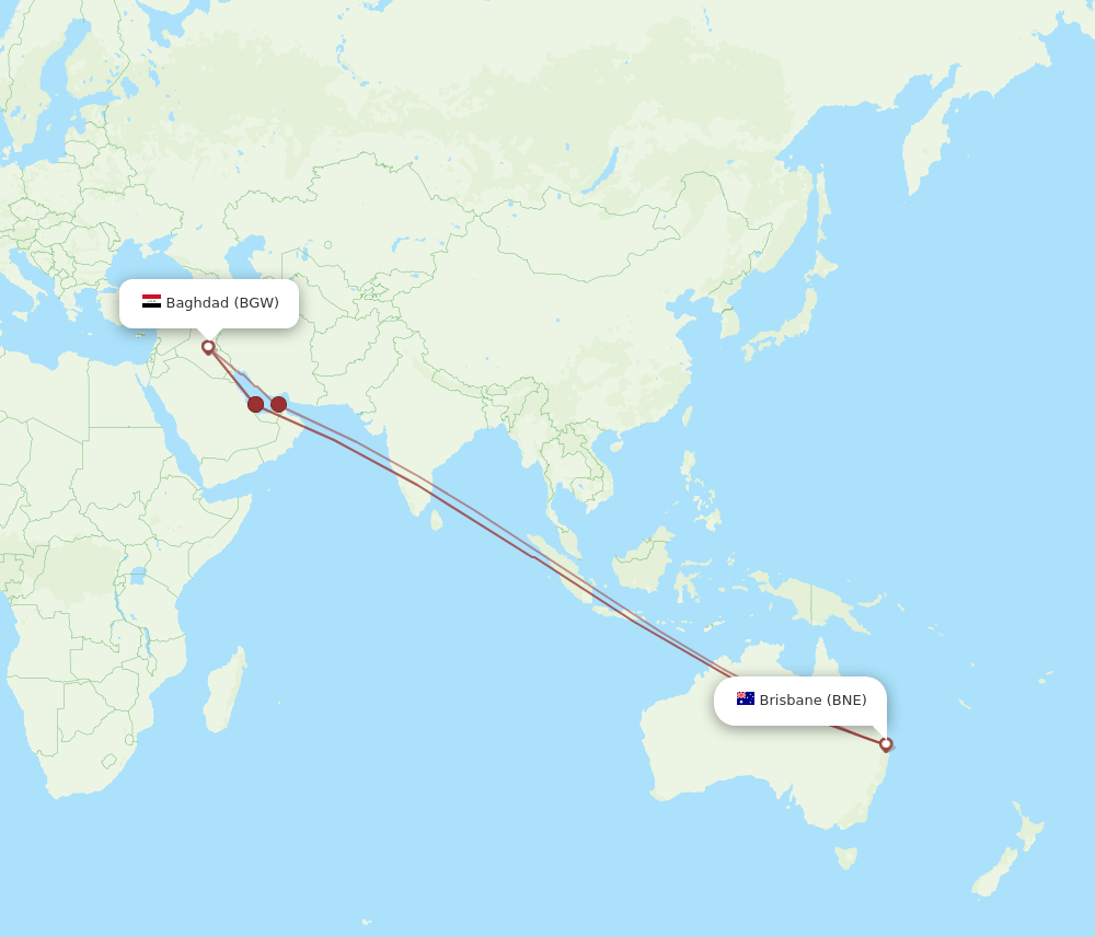 BGW-BNE flight routes