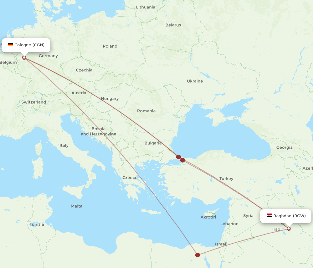 BGW-CGN flight routes