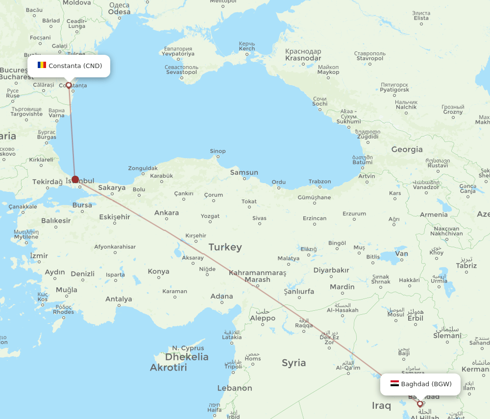 BGW to CND flights and routes map