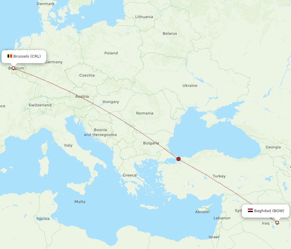 BGW-CRL flight routes