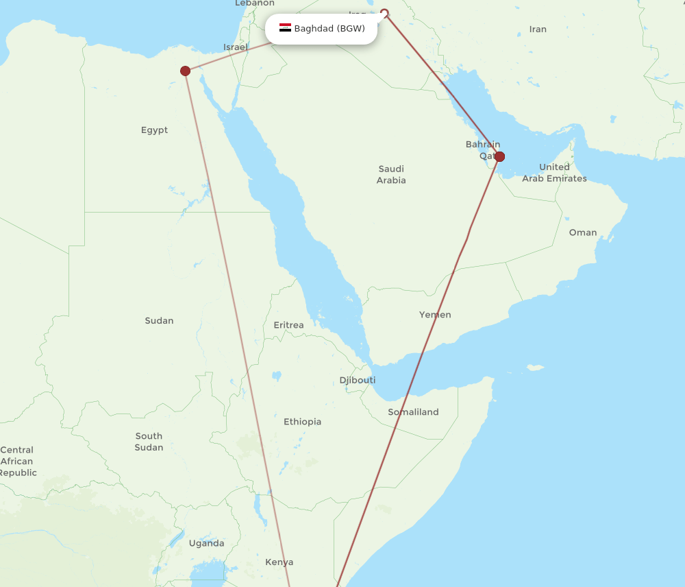 BGW to DAR flights and routes map