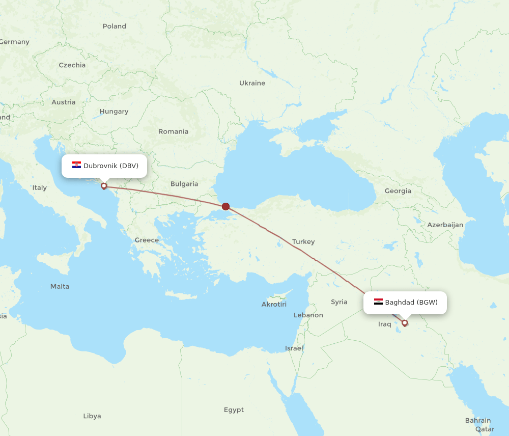 BGW-DBV flight routes