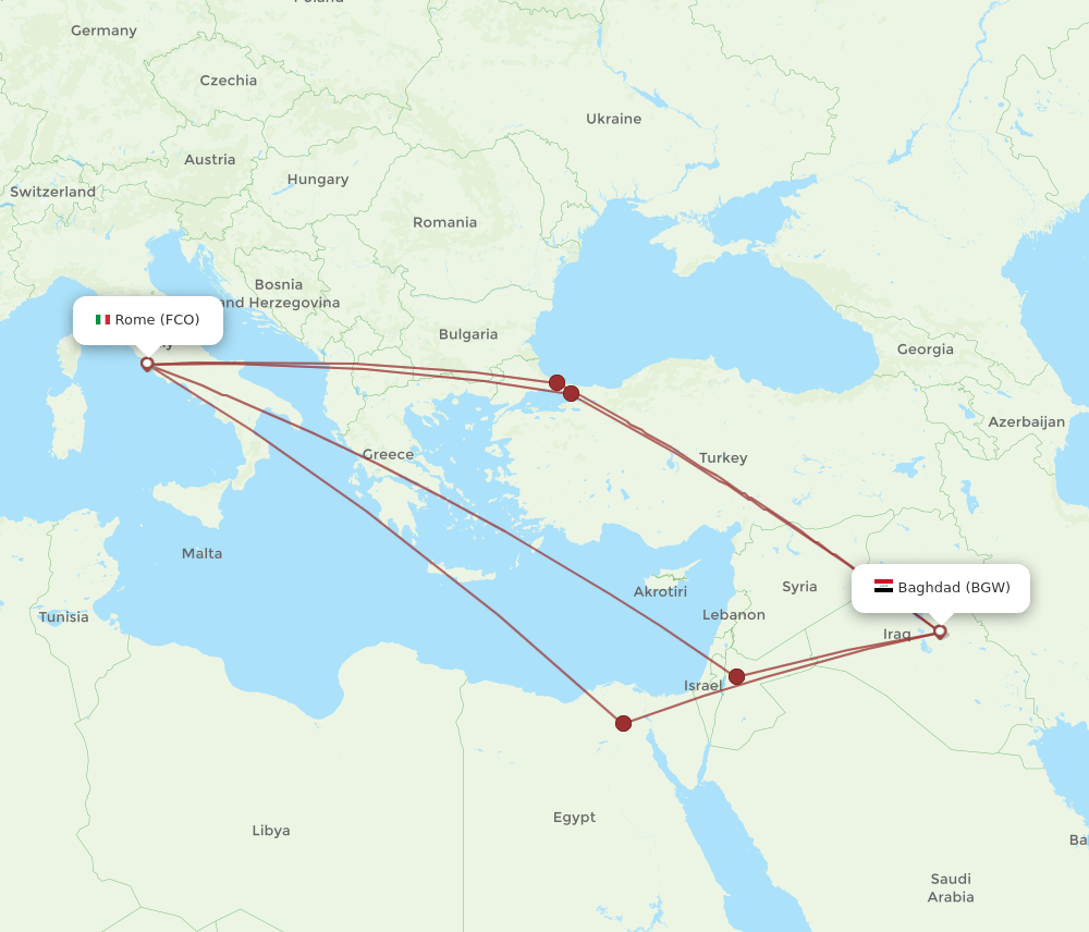 BGW-FCO flight routes