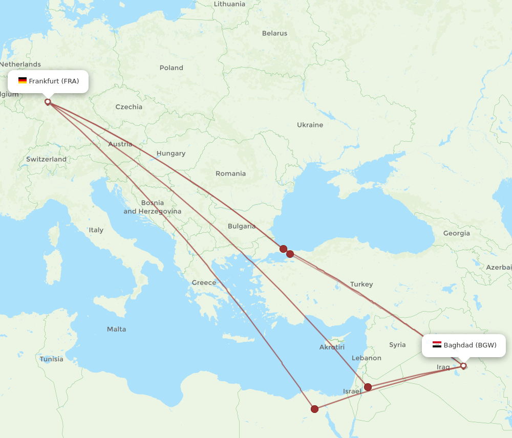 BGW-FRA flight routes