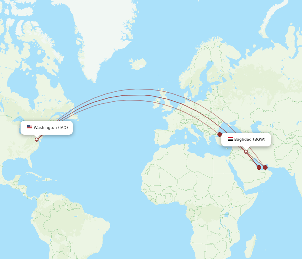 BGW-IAD flight routes