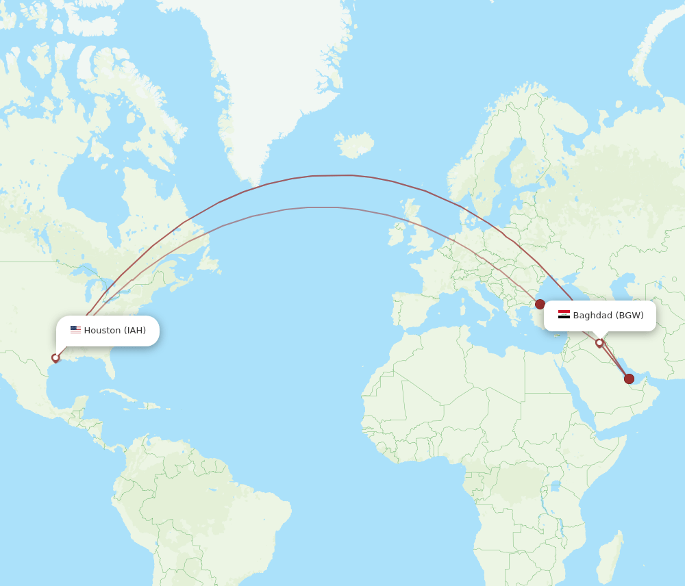 BGW-IAH flight routes