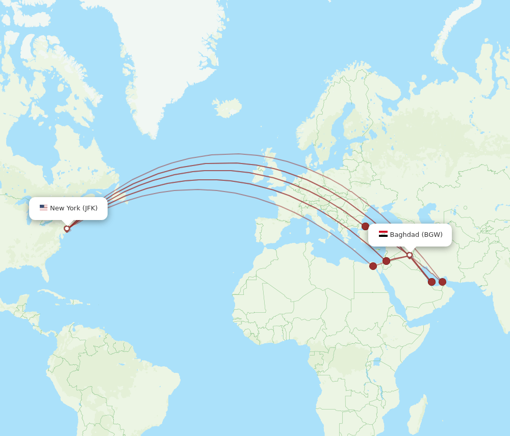 BGW-JFK flight routes