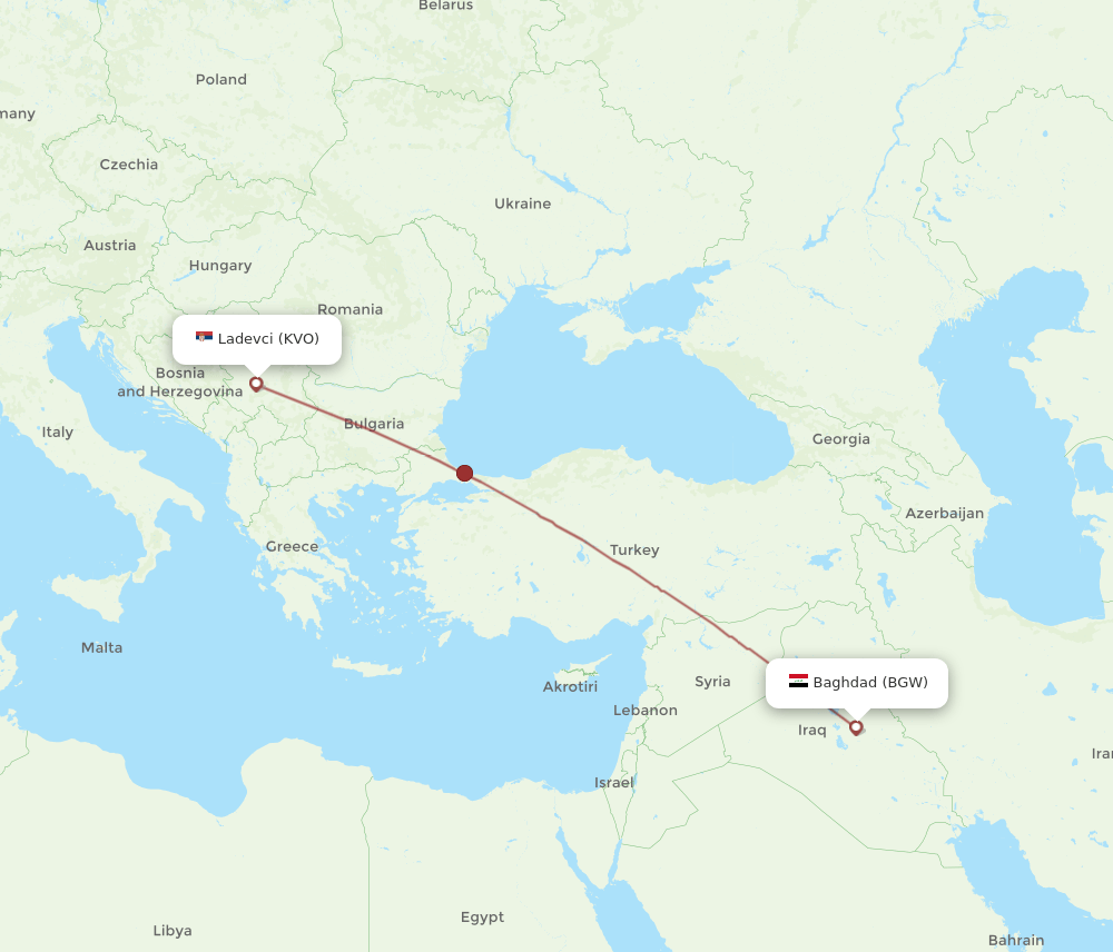 BGW to KVO flights and routes map