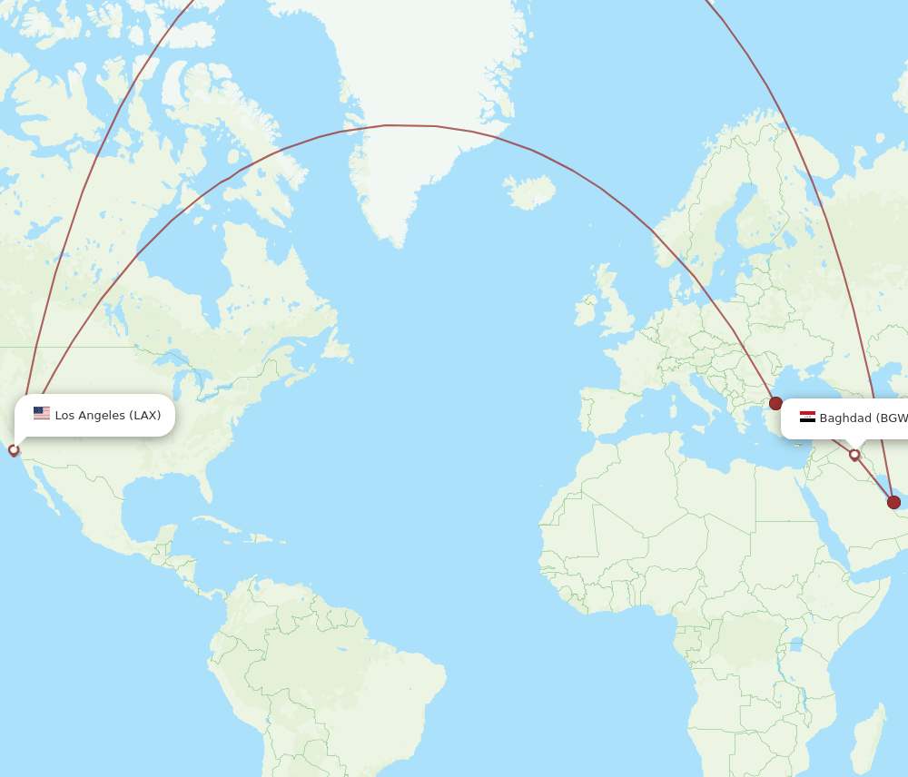 BGW-LAX flight routes