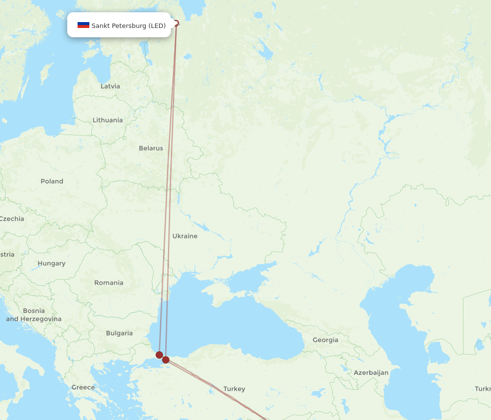BGW to LED flights and routes map