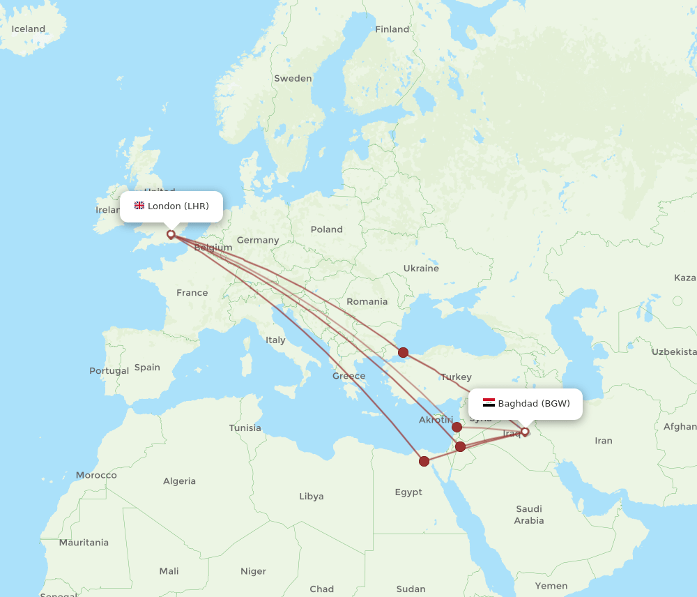 BGW-LHR flight routes