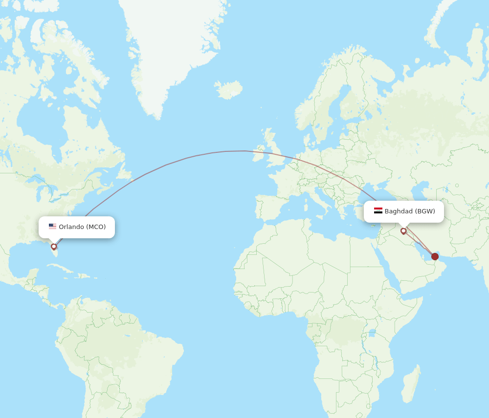 BGW-MCO flight routes