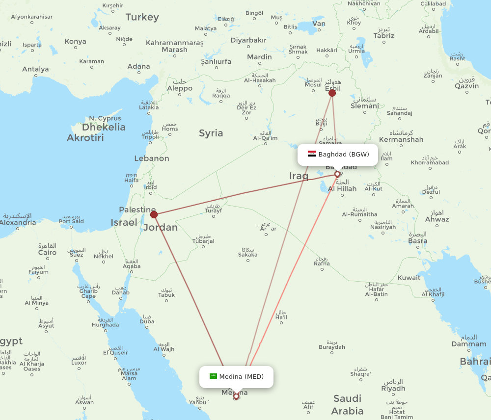 BGW-MED flight routes