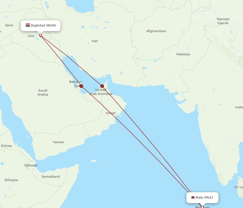 BGW to MLE flights and routes map