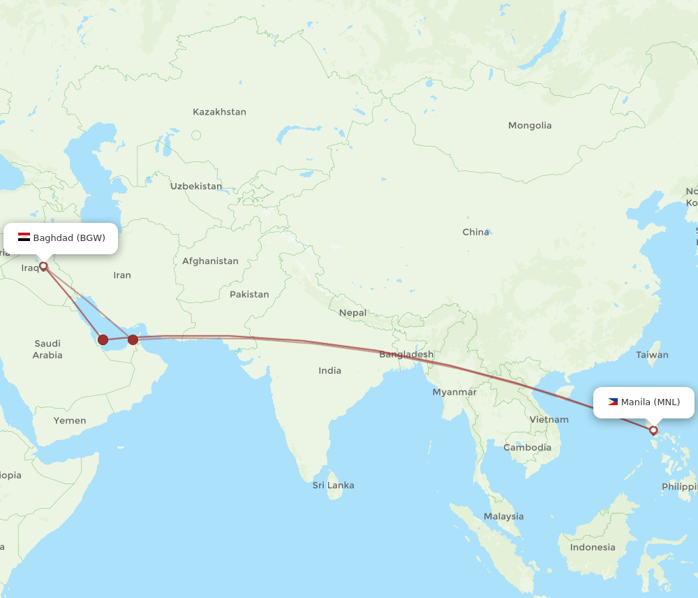 BGW-MNL flight routes