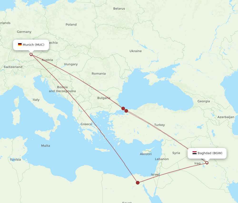 BGW-MUC flight routes