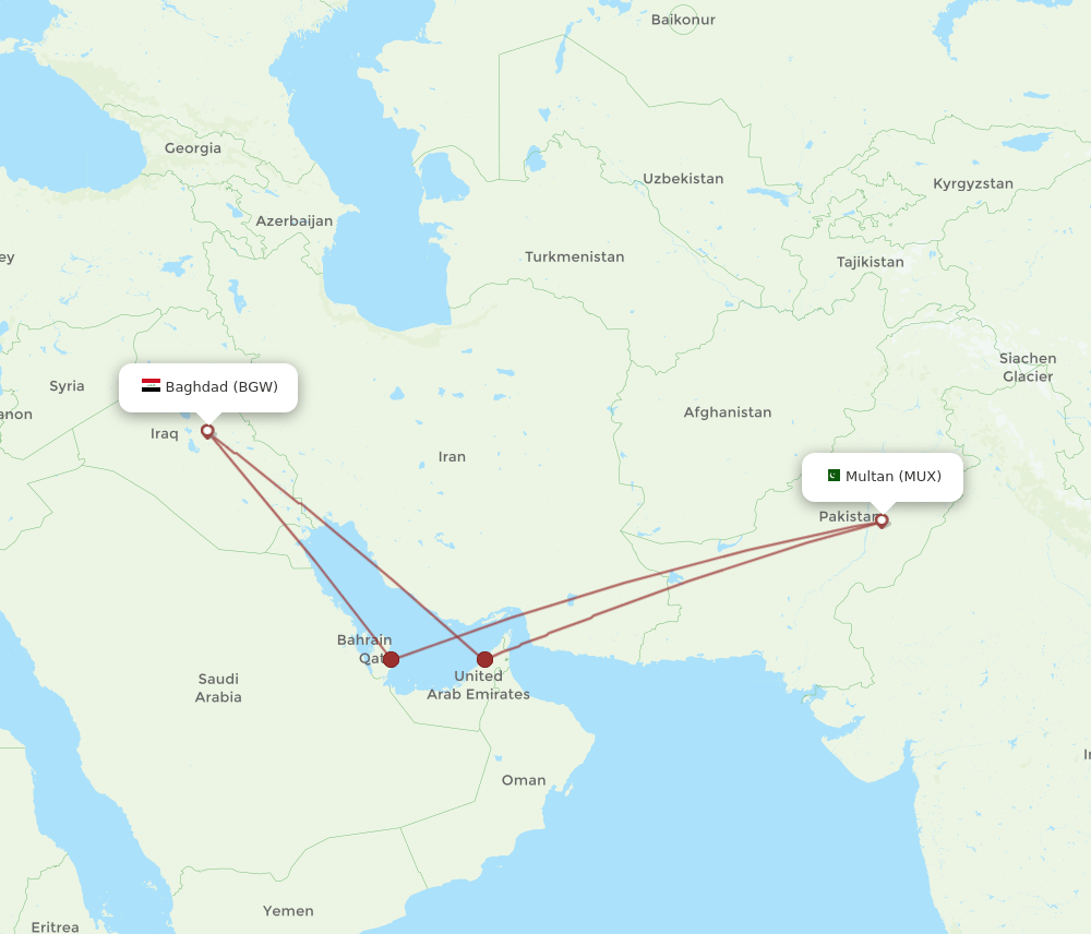 BGW-MUX flight routes