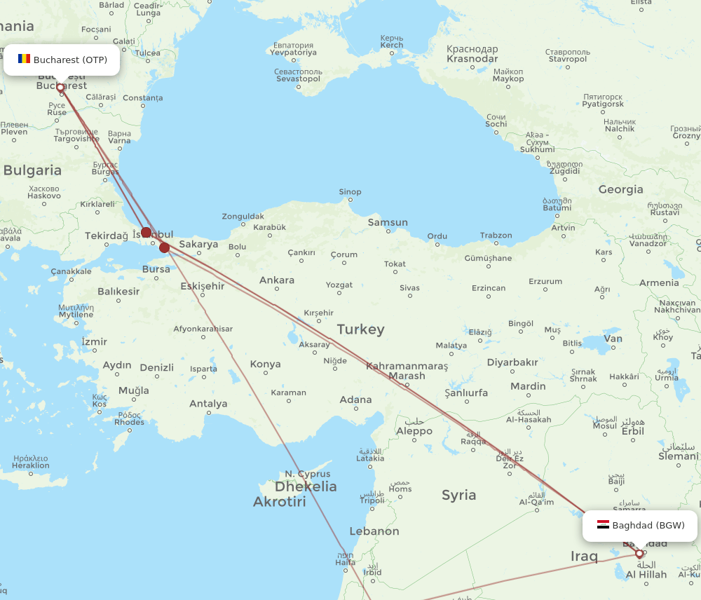 BGW-OTP flight routes