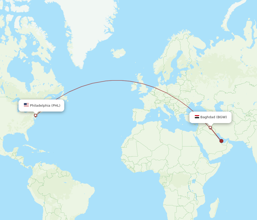 BGW-PHL flight routes
