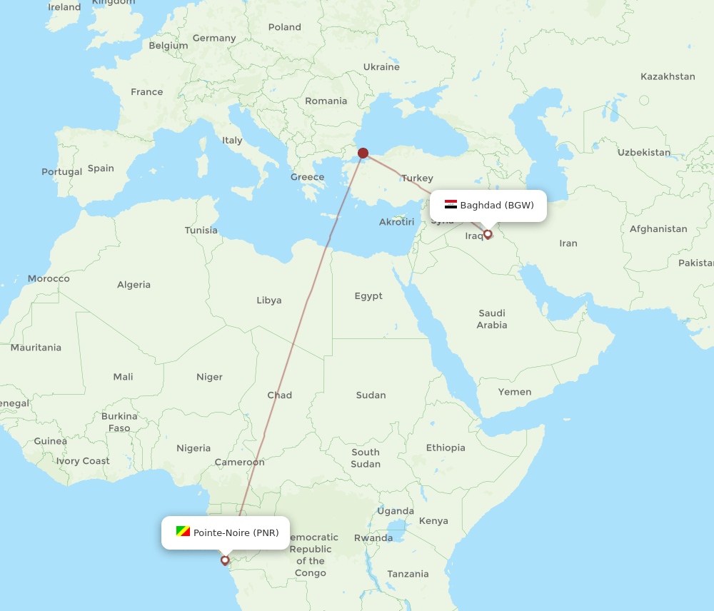 BGW-PNR flight routes