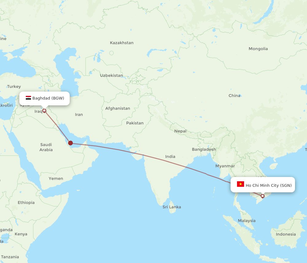 BGW-SGN flight routes