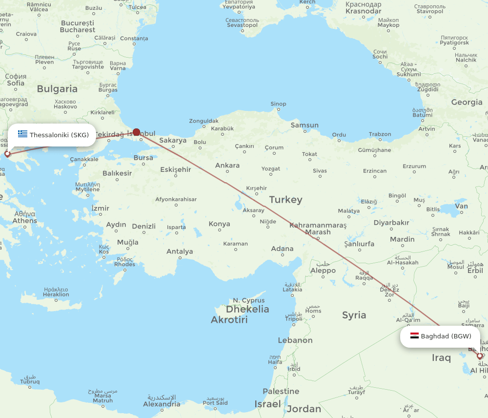BGW-SKG flight routes
