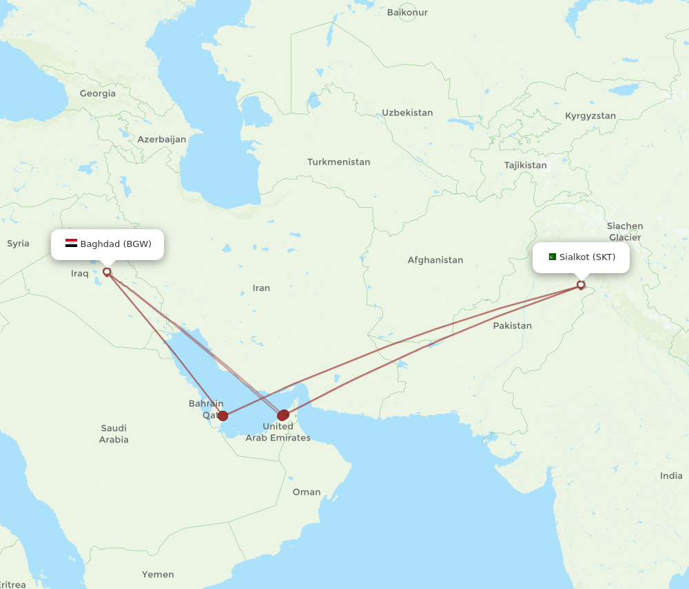 BGW-SKT flight routes