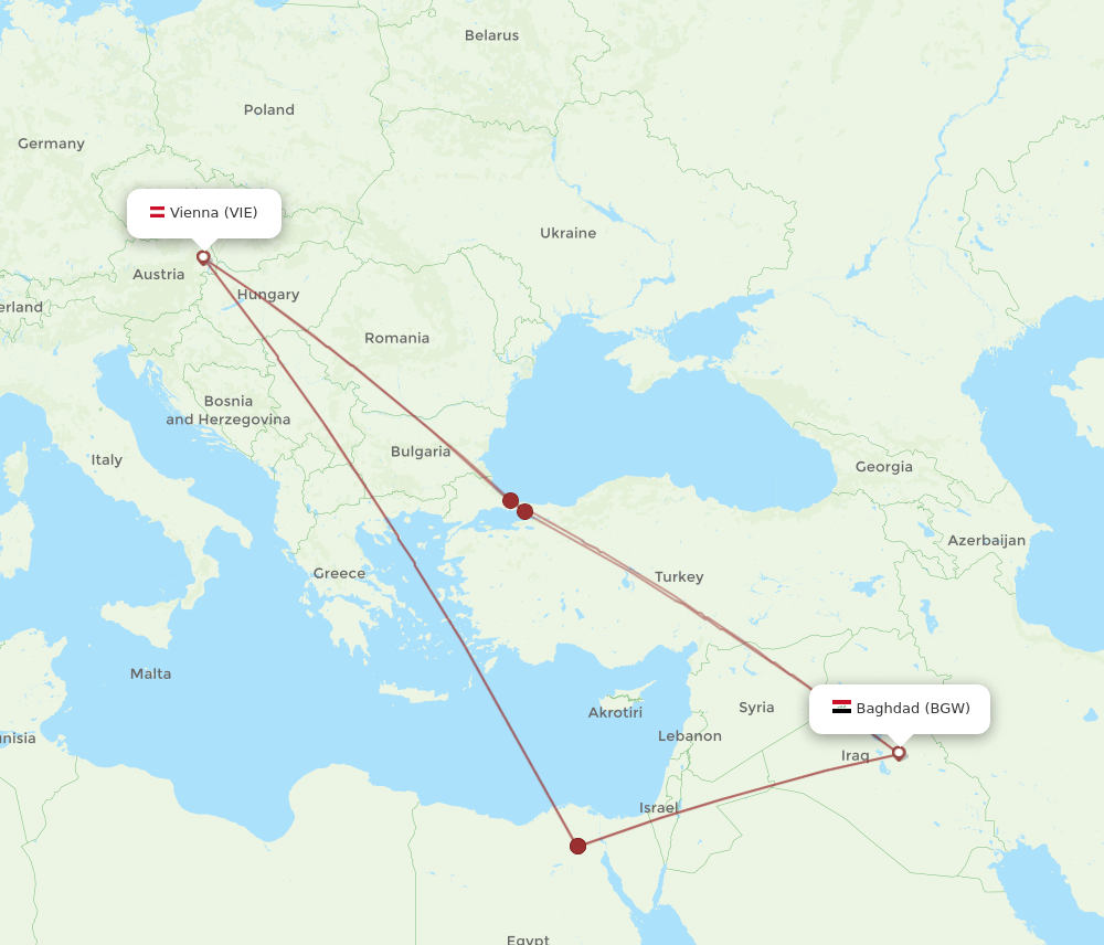 BGW-VIE flight routes