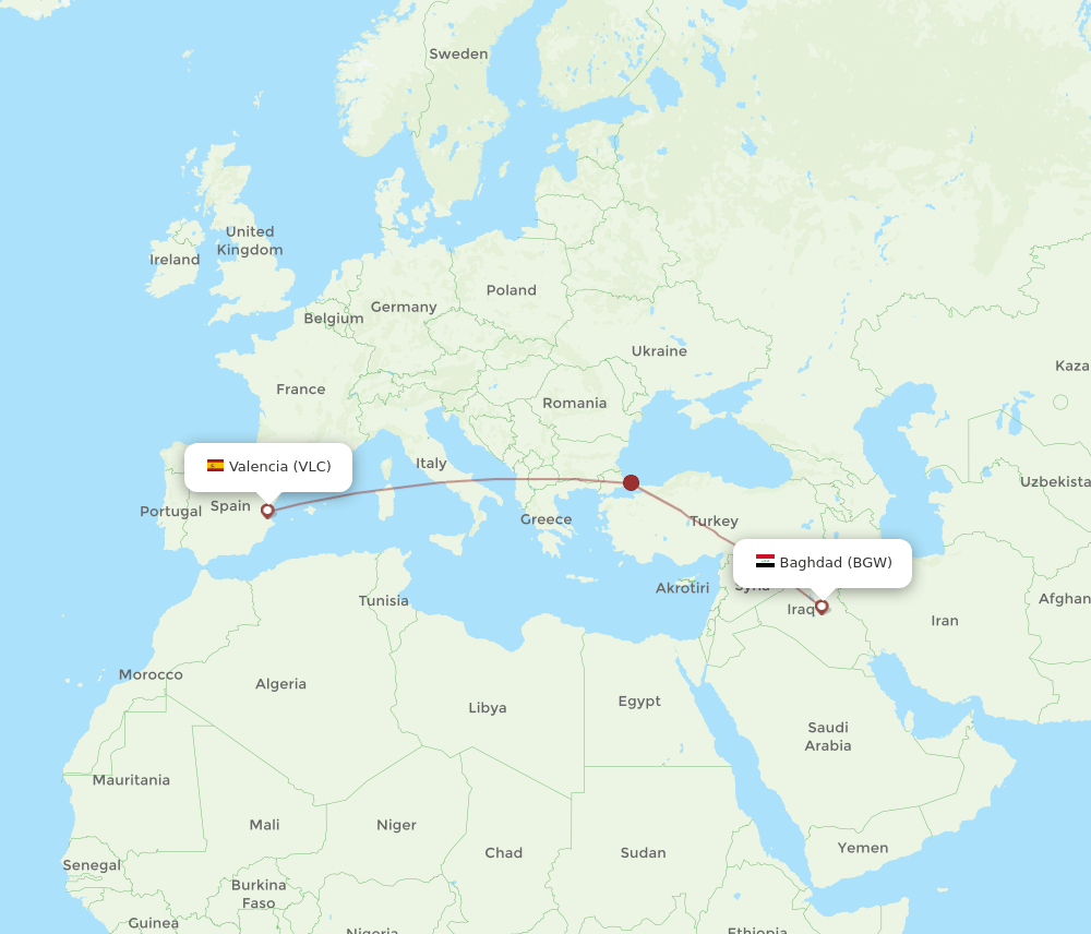 BGW-VLC flight routes