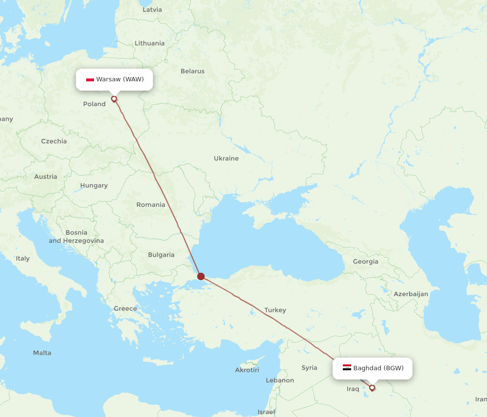 BGW-WAW flight routes