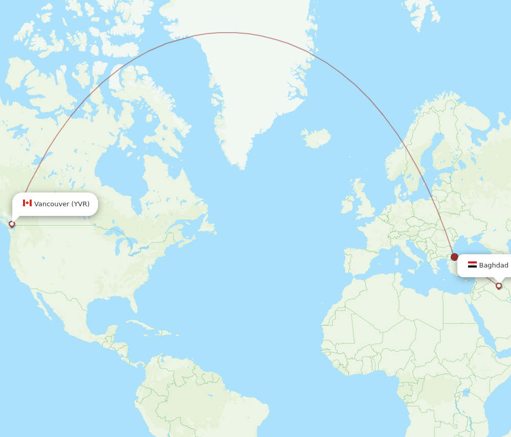 BGW-YVR flight routes
