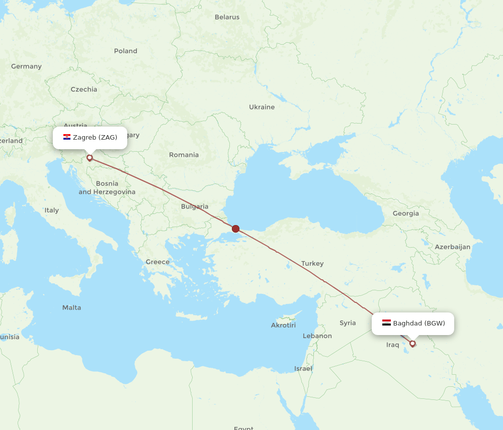 BGW-ZAG flight routes