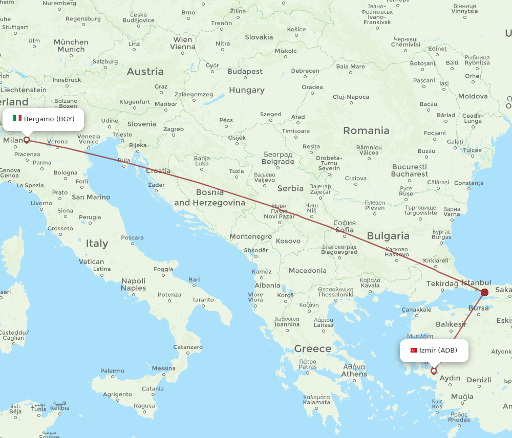 BGY-ADB flight routes