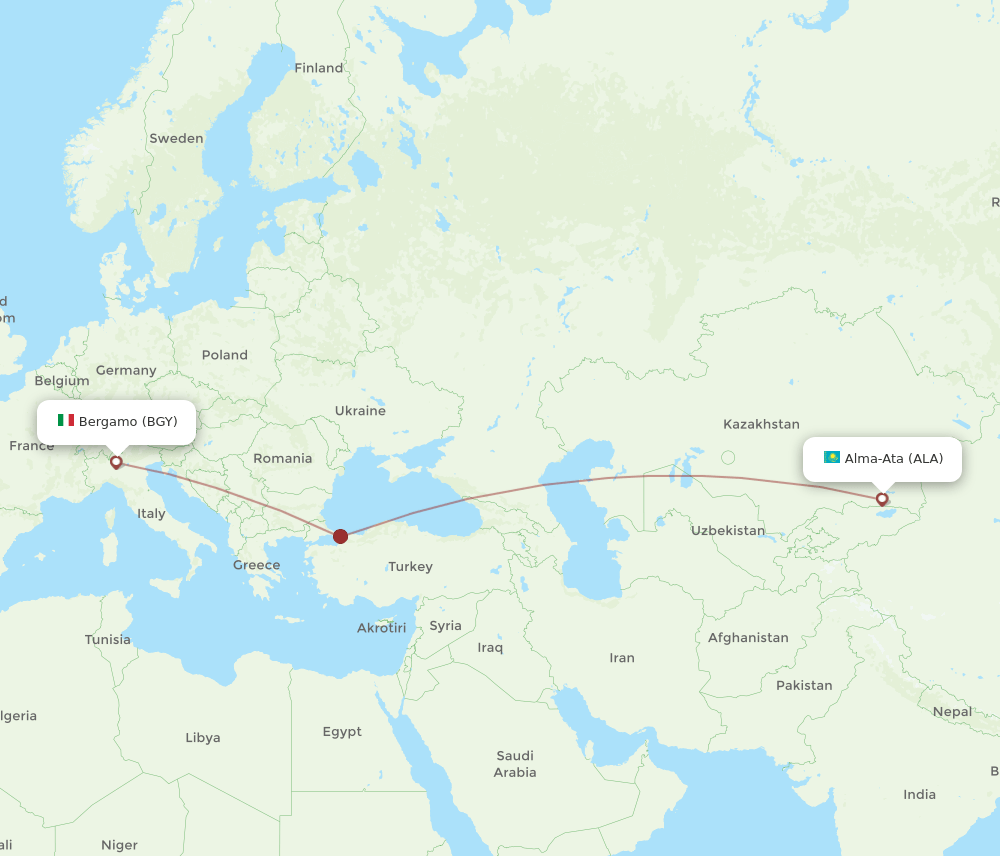 BGY-ALA flight routes
