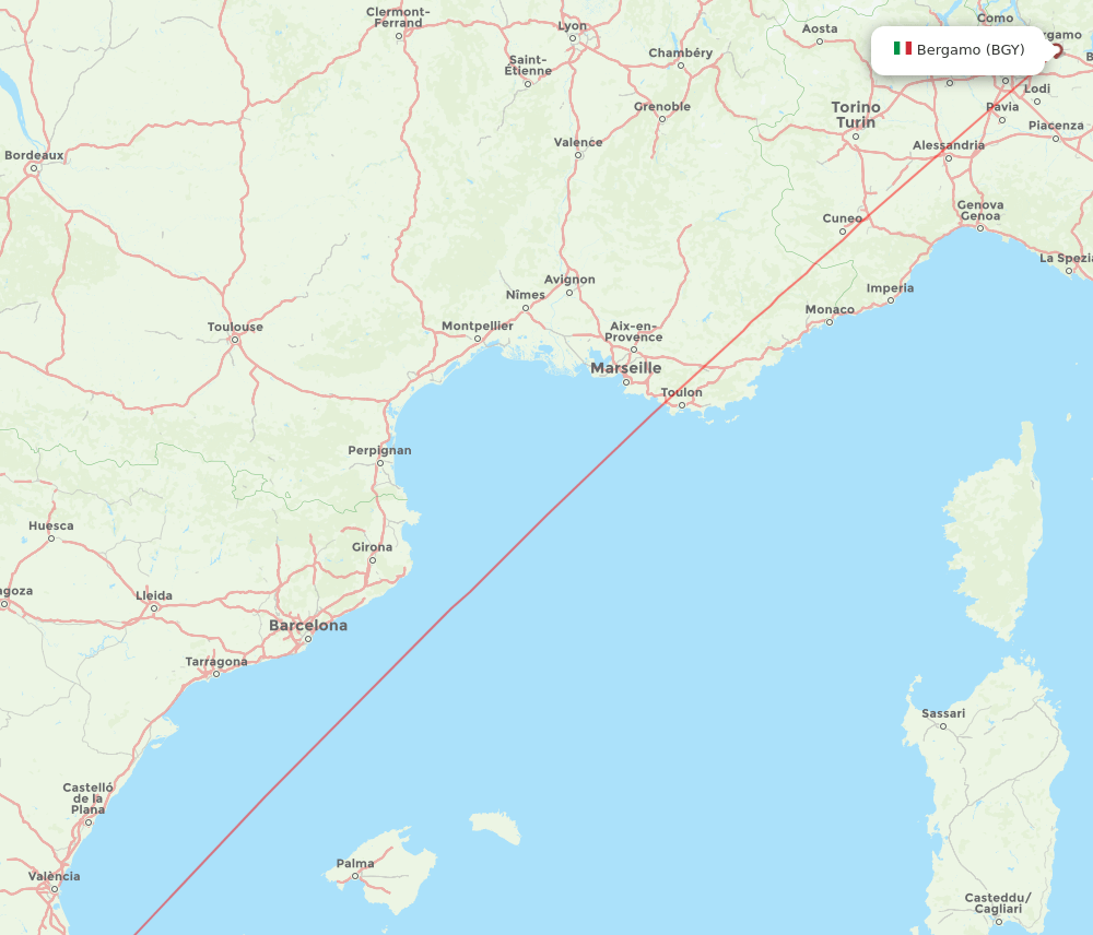 Milan - Alicante route map and flight paths