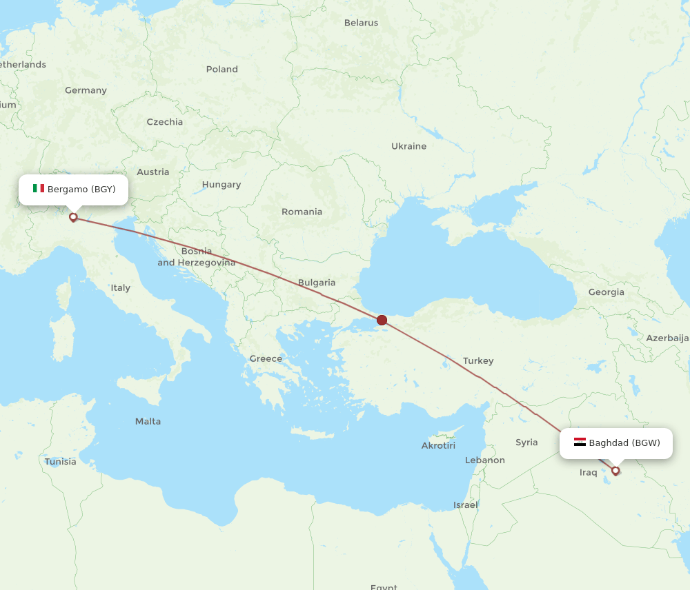 BGY-BGW flight routes