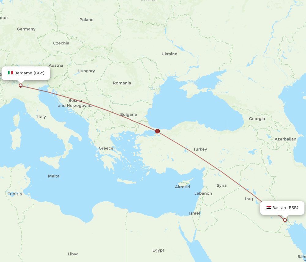 BGY-BSR flight routes