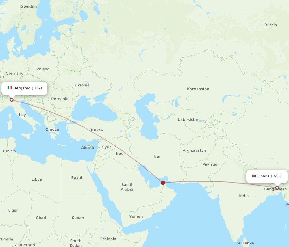 BGY-DAC flight routes