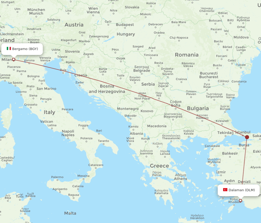 BGY-DLM flight routes