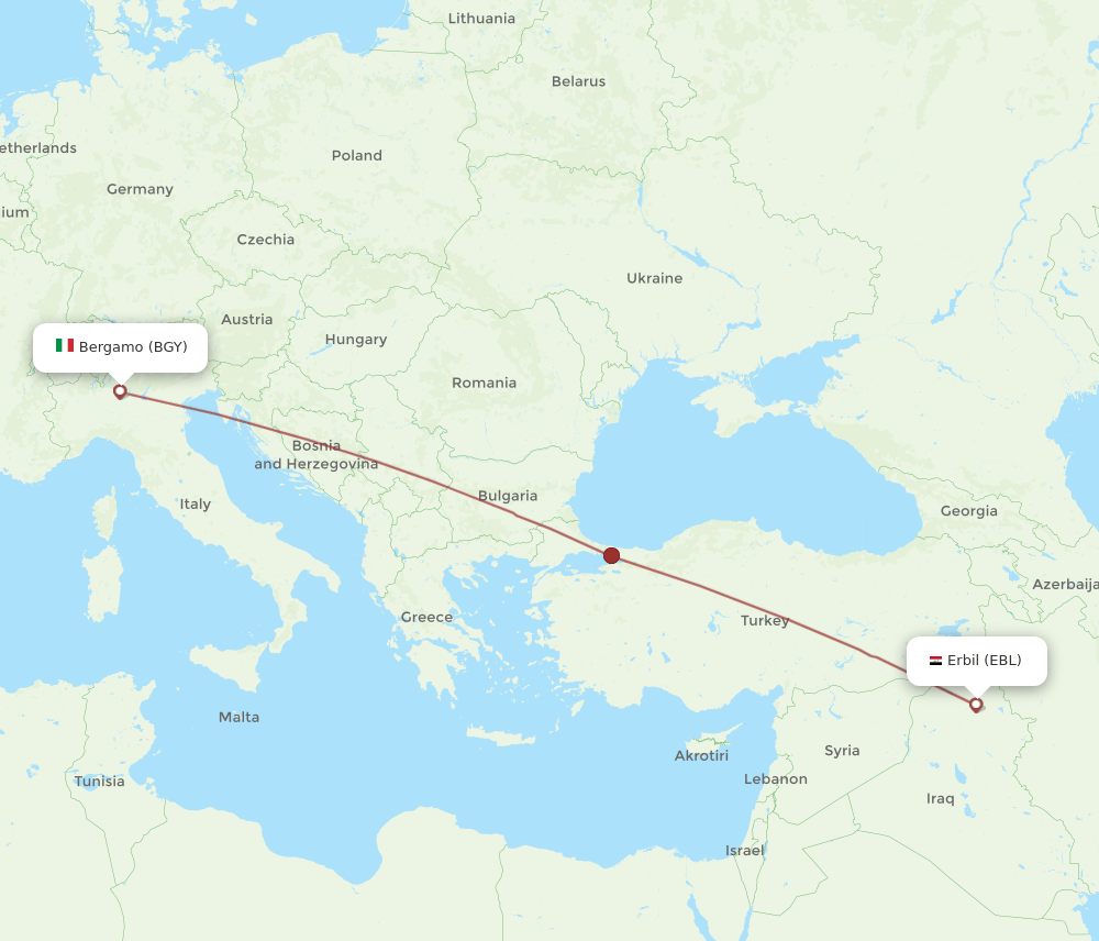 BGY-EBL flight routes