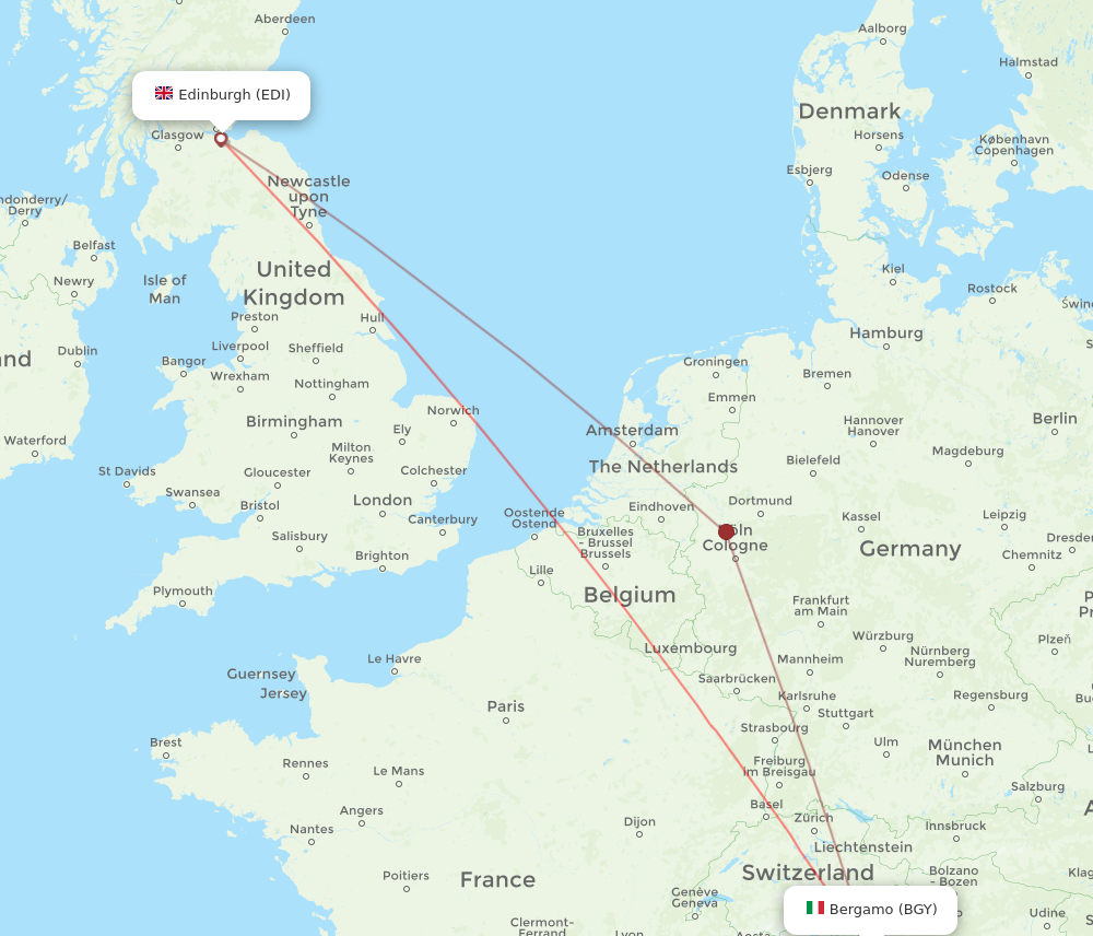 BGY to EDI flights and routes map