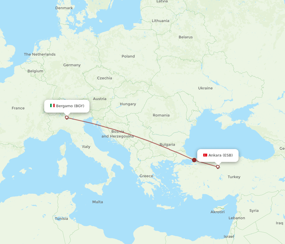 BGY-ESB flight routes