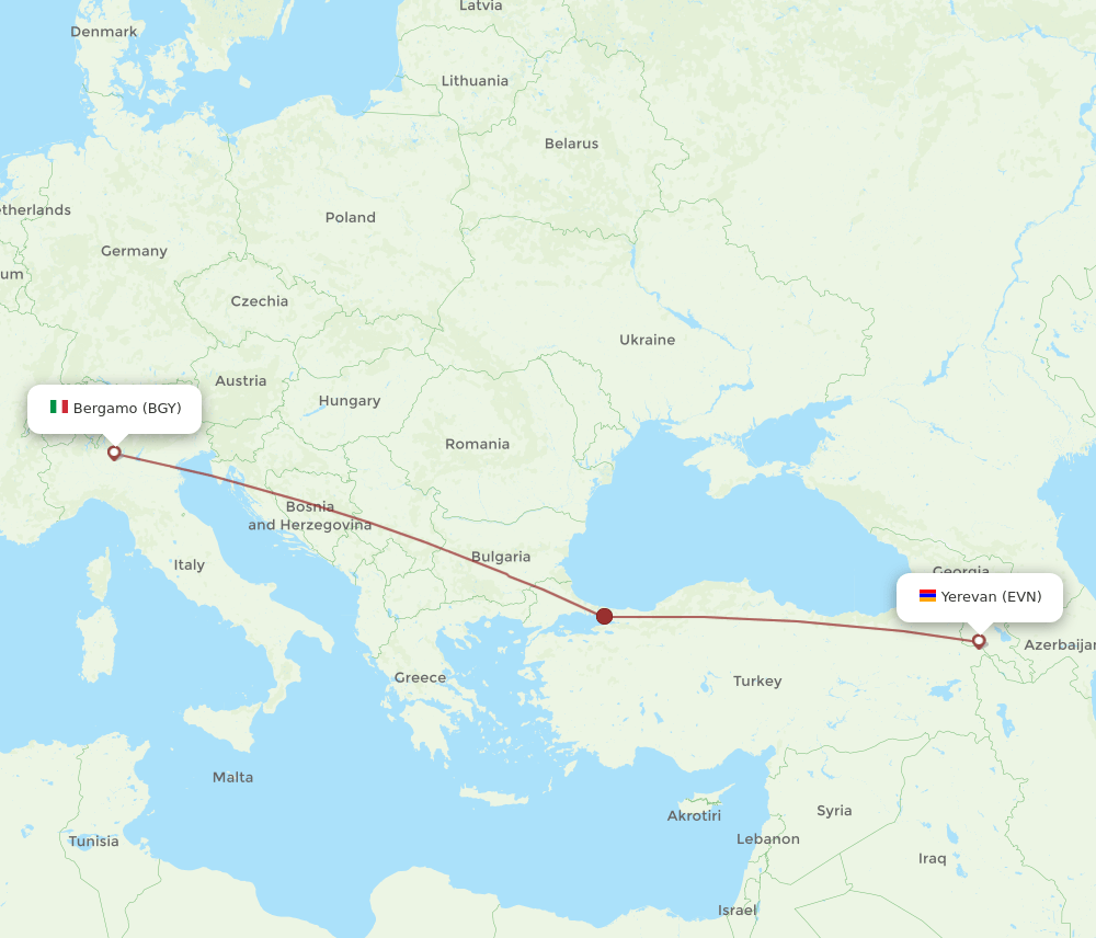 BGY-EVN flight routes