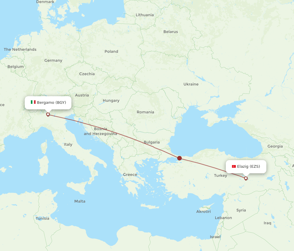 BGY-EZS flight routes